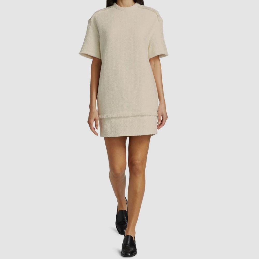 Proenza Schouler Cream Textured Short-Sleeve Mini Dress